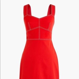 J.Crew Red Fitted Dress with White Stitching
